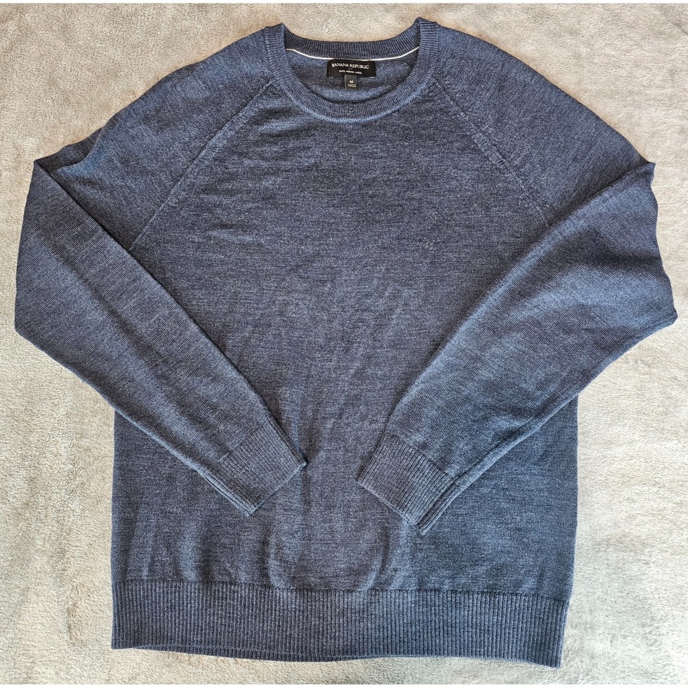 Banana Republic Sweater Mens Medium 100% Merino Wool Crew Neck Pullover